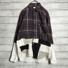 コムデギャルソンシャツ ドッキング 再構築 パッチワーク 長袖シャツ 切り替え