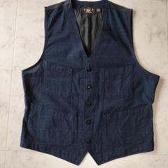 RRL チェックベスト ジレ ウエストコート ネイビー M ダブルアールエル