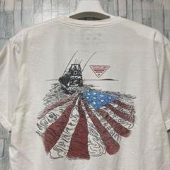 海外古着　コロンビア　PFG アメリカ国旗　フィッシング　ギア　Lサイズホワイト