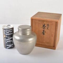 煎茶道具　静寿居蔵苑造　純錫　四入角茶壷　茶心壷　約196g　共箱　MR7194 煎茶道具静寿居蔵苑造純錫四入角茶壷茶心壷約196g共箱MR7194