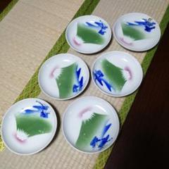 伊万里　吹墨色絵富士小皿　6枚　14cm　明治〜大正期
