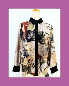 ♧♢♤♥新品未使用！映画（シネマCINEMA）柄シフォンシャツ
