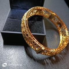 中東ドバイ　リーフ24金gpゴールド　999バングル調節可能 中東ドバイ高級感花24金gpゴールド バングル調節可能999ゴールド