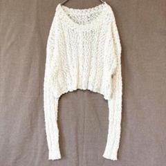 コカ♦︎ニット トップス L ファンシーヤーン クロップド タグ付き アイボリー