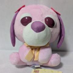 タグ付き☆お茶犬 寝そべり ぬいぐるみ マスコット ハナ ピンク 長さ約15cm