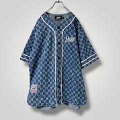 （美品）MOBB モブ　ベースボールシャツ　インディゴ　総柄XL m22634158175_1.jpg?1713269879