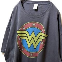 ポップファンク ワンダーウーマン デカロゴ Tシャツ グレー灰色 XL 古着