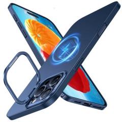 iPhone16Pro ケース　ワイヤレス充電対応 隠しスタンド　ブルー　青