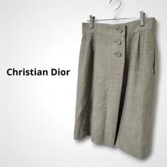 Christian Dior 巻きスカート風ひざ丈スカート ウール XL グレー