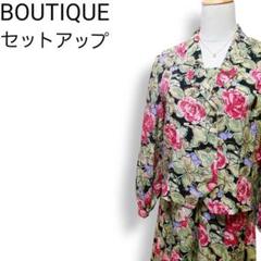 ハンドメイド★モダンレトロ 花柄シャツジャケット スカート バンダナ 3点セット