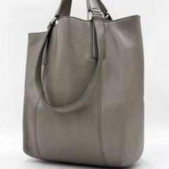 【美品】ヒロフ トートバッグ パティオ Hロゴ レザー シボ革 2way トープ