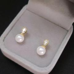 014Py【高品質✨】ピアス　パール　一粒真珠　アンティーク調　可愛い　ゴールド