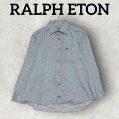 RALPH ETON メンズ長袖シャツ ストライプ柄 ヘリンボーン柄 (L)