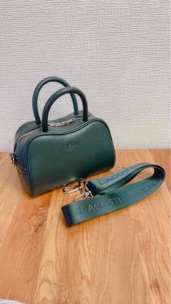 未使用品　LACOSTE レザー ショルダーバッグ　ダークグリーン ラコステ LACOSTE モノグラム レザーモノグラムプリント