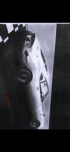 お手軽価格で贈りやすい 水墨鉛筆画トヨタ2000GT - メルカリ 絵画