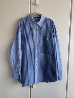 ZARA ストライプ柄 オーバーサイズシャツ ブルー Mサイズ レディース