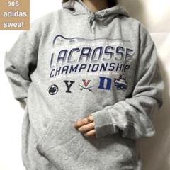 アディダス☆スウェットパーカー 古着 ゆるだぼ 90s デカロゴ
