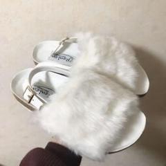 ファー サンダル ローファー アイボリー レディース 新品未使用 春サンダル