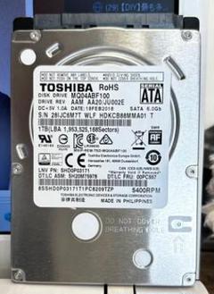 TOSHIBA MQ04ABF100 1TB 内蔵型HDD 使用３４１時間のサムネイル