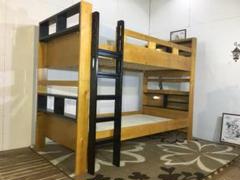 静止耐荷重400kg 木製宮付き2段ベッド 照明・コンセント付 アウトレット品