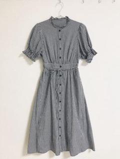 NICE CLAUP ナイスクラップ ギンガムチェック ワンピース フリル 白黒