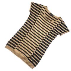 ✨良品✨【LAUTRE AMONT】半袖ニットソー（38）ブラウン×ブラック