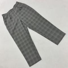 チェック柄パンツ グレンチェック グレー テーパードポリエステル Lサイズ