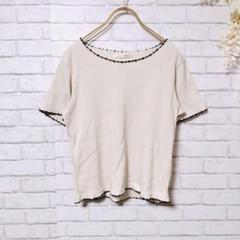 【美品】alicia PAGEBOY 半袖ニットカットソー 装飾袖 Free