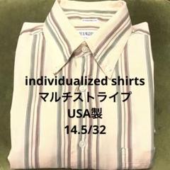 14.5薄手 USA製individualized shirtsマルチストライプ