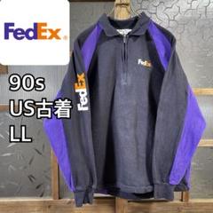 独特の上品 ハーフジップスウェット US古着FedEx 90s 企業系 裏 LLブラック トップス