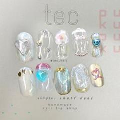 ☑︎夏蜜柑のパッション　ネイルチップ　韓国　オーダー　ニュアンスネイル　個性派 ☑︎夏蜜柑のパッションネイルチップ韓国オーダーニュアンス