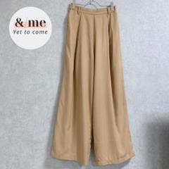 リシェグラマー　ワイドパンツ　ウエストゴム　タック　キャメル　ゆったり　M