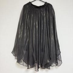 【アルシーヴ】黒 ゴールド シフォン風 フレアロングスカート グリッター 裏地付