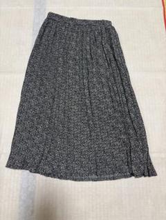 grove プリーツスカート M 黒と白の小花柄