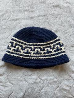 クラッシャーハット 手編み帽子 バケハ ハンドメイド