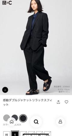 UNIQLO C 感動ダブルジャケットリラックスフィットブラック Sサイズ