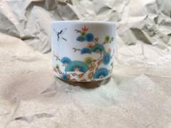 九谷焼 鶴と松 青海波 陶磁器皿 27cm 九谷青窯 - 九谷焼 中皿揃 5枚セット 青海波 双鳥 色絵 銘々皿
