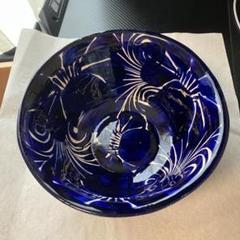【メキシコ陶器】青絵大鉢 ハンドペイント 直径23cm#026