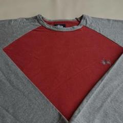 本物の バイカラー” old stussy 刺繍ロゴ 紺タグ ラグラン Tシャツ M トップス
