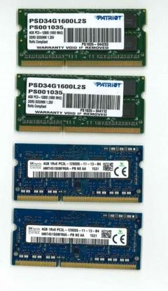 ノートPC用メモリ 4GBx4枚 PATRIOT PSD34G1600L2S他