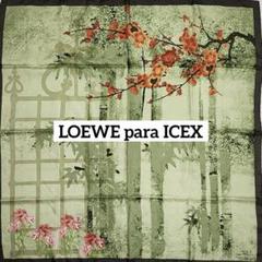 ★LOEWE PARA ICEX★ スカーフ 大判 コラボ 花 竹 グリーン