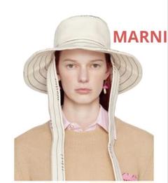 MARNI バケットハット　デニム　アイボリー　刺繍ロゴ MARNI バケットハット デニム アイボリー 刺繍ロゴ - メルカリ