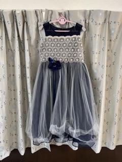 kiki kids ネイビー レース 花柄 ワンピース ドレス　150cm