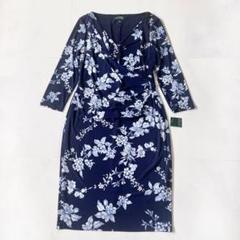 タグ付き ローレンラルフローレン カシュクール ワンピース ストレッチ 花柄