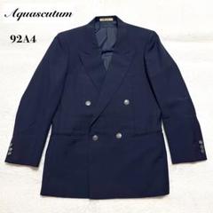 90s Aquascutum/紺ブレ ダブルジャケット/ネイビー/英国製 Aquascutum】90s金ボタン・ダブルテーラードジャケット 紺ブレ