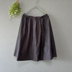 ★アンタイトル［L］美品　薄手　軽量　コットン混　ひざ丈フレアスカート　Aライン