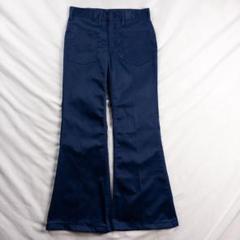 【70s】ビンテージ フレア・スラックス ワイド ネイビー 希少！ 70s】ビンテージ フレア・スラックス ワイド ネイビー 希少！