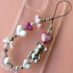 ハンドメイド　ビーズストラップ　スマホストラップ　携帯ストラップ　(*´꒳`*)