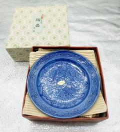 有田焼 青い花と鳥模様の陶器 皿 5枚セット