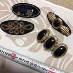 ヘアアクセ 黒系バレッタ4点セット